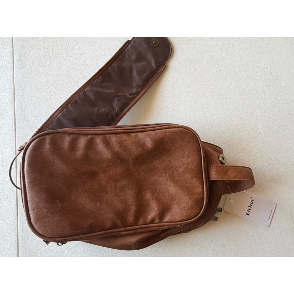 Elviros Toiletry Bag for Men Large Travel Shaving Dopp Kit Organizer PU Leather
